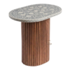 5 WDN BONE INLAY FLORAL SIDE TABLE IN BLACK FINISH