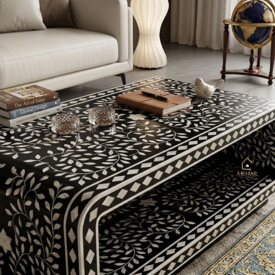 5 WDN BONE INALY FLORAL COFFEE TABLE
