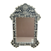 6 HANDCRAFTED WDN BONE INLAY FLORAL MIRROR FRAME | LUXURY BLACK WALL MIRROR