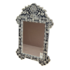 8 HANDCRAFTED WDN BONE INLAY FLORAL MIRROR FRAME | LUXURY BLACK WALL MIRROR