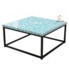 WDN MOTHER OF PEARL INALY FLORAL TABLE IN SKY BLUE WITH BLACK