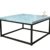 WDN MOTHER OF PEARL INALY FLORAL TABLE IN SKY BLUE WITH BLACK