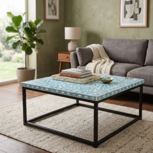 Untitled design (2) WDN MOTHER OF PEARL INALY FLORAL TABLE IN SKY BLUE WITH BLACK