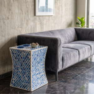 WDN BLUE COLOURED BONE INLAY SIDE TABLE