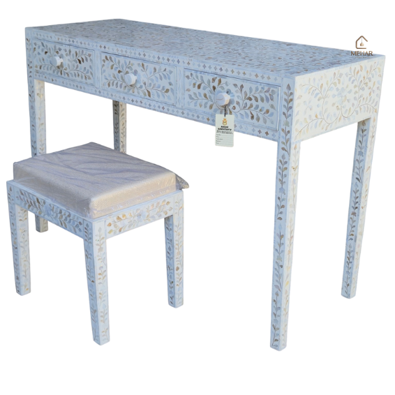 12 WDN MOTHER OF PEARL INLAY VANITY SET | HANDMADE LUXURY DRESSING TABLE