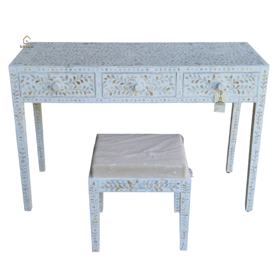 14 WDN MOTHER OF PEARL INLAY VANITY SET | HANDMADE LUXURY DRESSING TABLE