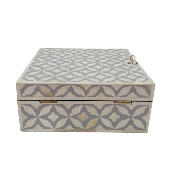 15 (2) WDN BONE INLAY JEWELRY BOX | HANDMADE DECORATIVE STORAGE BOX
