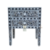 WDN MOTHER OF PEARL INLAY BEDSIDE TABLE - BLACK FLORAL NIGHTSTAND