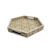 2 WDN BONE INLAY SERVING TRAY SET OF 2 | HANDMADE DECORATIVE HEXAGON TRAYS