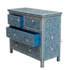2 (3) WDN MOTHER OF PEARL INLAY FLORAL BLUE CHEST OF DRAWERS | HANDMADE STORAGE CABINET