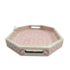 3 WDN BONE INLAY PINK SERVING TRAY SET | HANDMADE DECORATIVE TRAYS