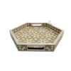 3 WDN BONE INLAY SERVING TRAY SET OF 2 | HANDMADE DECORATIVE HEXAGON TRAYS