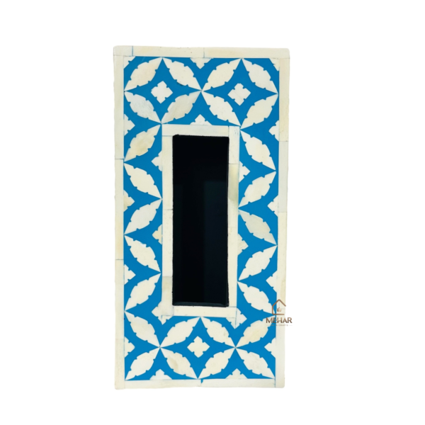 3 (3) WDN BONE INLAY BLUE TISSUE BOX | HANDMADE TISSUE HOLDER IN GEOMETRIC DESIGN