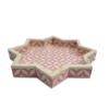 3 WDN PINK BONE INLAY SERVING TRAY SET OF 2 | HANDMADE DECORATIVE STAR-SHAPED TRAYS