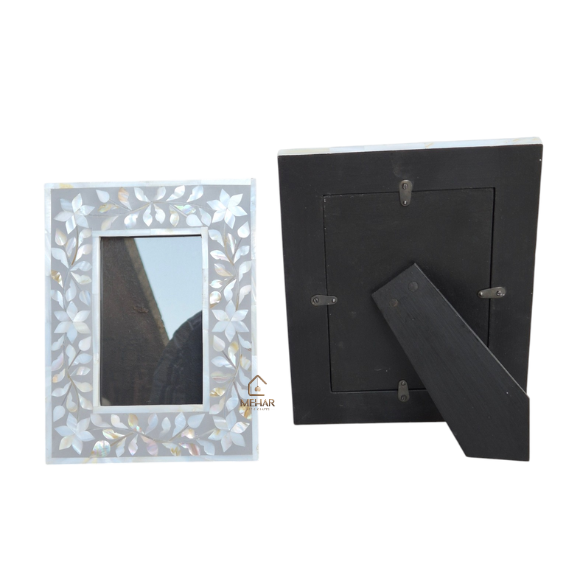 WDN MOTHER OF PEARL INLAY FLORAL PHOTO FRAME SET | HANDMADE PICTURE FRAMES