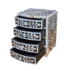 WDN MOTHER OF PEARL INLAY BLACK SMALL CHEST OF DRAWERS | HANDMADE FLORAL BOX