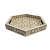 4 WDN BONE INLAY SERVING TRAY SET OF 2 | HANDMADE DECORATIVE HEXAGON TRAYS