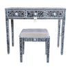4 (2) WDN BLACK MOTHER OF PEARL INLAY FLORAL VANITY SET | HANDMADE DRESSING TABLE