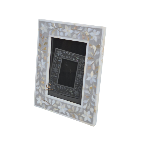 WDN MOTHER OF PEARL INLAY FLORAL PHOTO FRAME SET | HANDMADE PICTURE FRAMES
