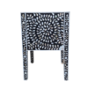 WDN MOTHER OF PEARL INLAY BEDSIDE TABLE - BLACK FLORAL NIGHTSTAND