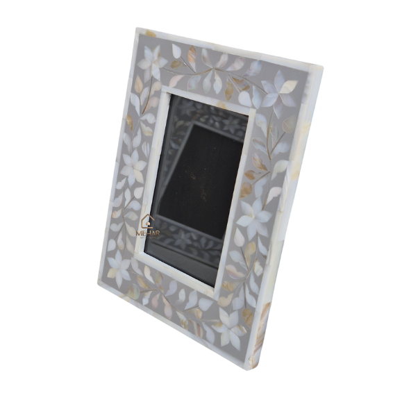 WDN MOTHER OF PEARL INLAY FLORAL PHOTO FRAME SET | HANDMADE PICTURE FRAMES