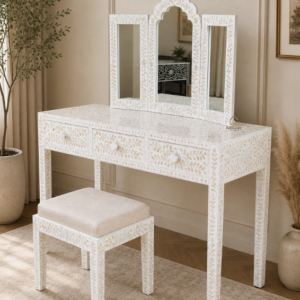 WDN MOTHER OF PEARL INLAY VANITY SET | HANDMADE LUXURY DRESSING TABLE