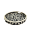 6 (3) WDN BONE INLAY BLACK ROUND SERVING TRAY SET | HANDMADE DECORATIVE TRAYS
