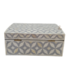 6 (4) WDN BONE INLAY JEWELRY BOX | GREY & WHITE HANDMADE DECORATIVE STORAGE BOX