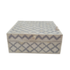 7 (2) WDN BONE INLAY KEEPSAKE BOX | GREY & WHITE HANDMADE STORAGE BOX