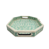 7 WDN BONE INLAY TURQUOISE SERVING TRAY SET | HANDMADE FLORAL DECORATIVE TRAYS
