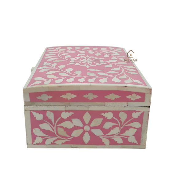 8 WDN BONE INLAY KEEPSAKE BOX | HANDMADE FLORAL STORAGE BOX