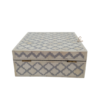 8 (2) WDN BONE INLAY KEEPSAKE BOX | GREY & WHITE HANDMADE STORAGE BOX