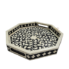 8 WDN BONE INLAY FLORAL SERVING TRAY SET | HANDMADE BLACK & WHITE TRAYS