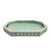 8 WDN BONE INLAY TURQUOISE SERVING TRAY SET | HANDMADE FLORAL DECORATIVE TRAYS