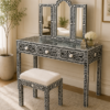 Untitled design (2) WDN BLACK MOTHER OF PEARL INLAY FLORAL VANITY SET | HANDMADE DRESSING TABLE